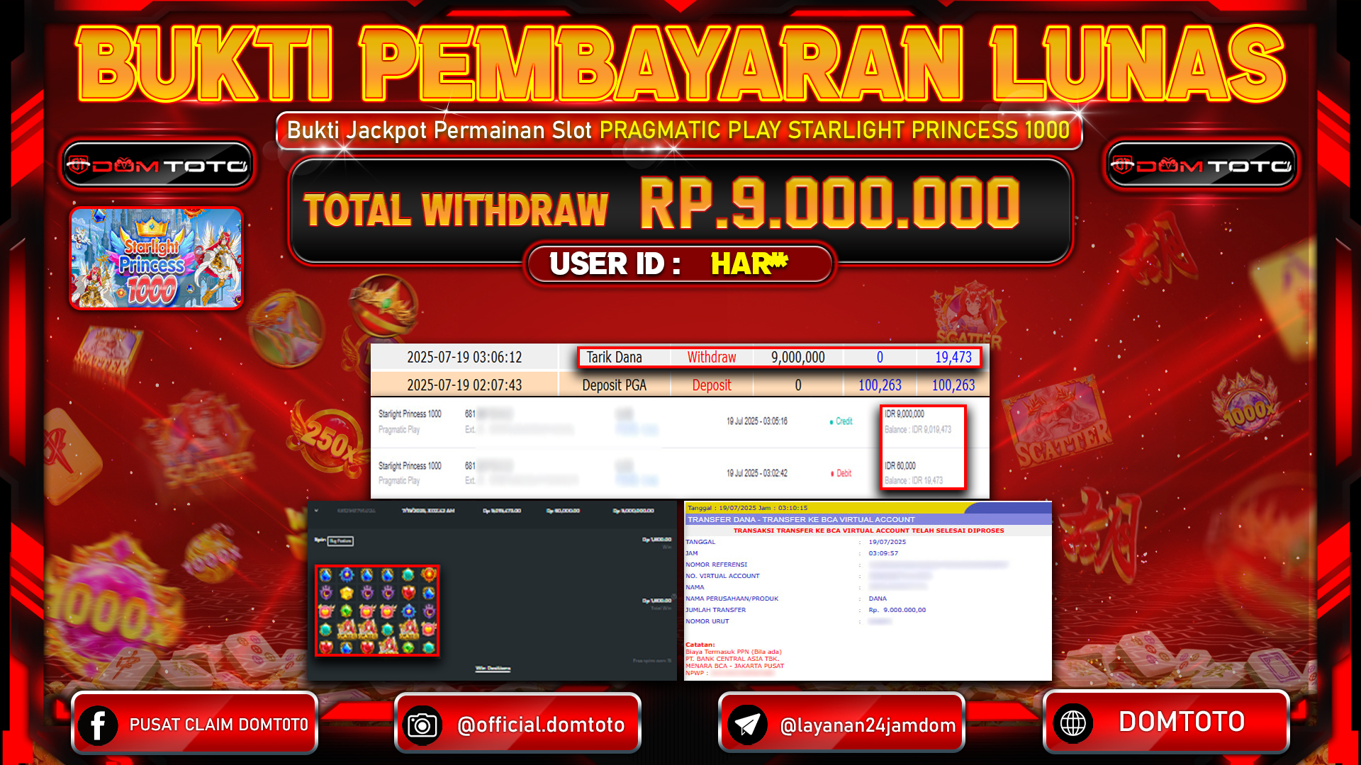 JACKPOT SLOT STARLGHT PRINCESS 1000 19  JULI 2025